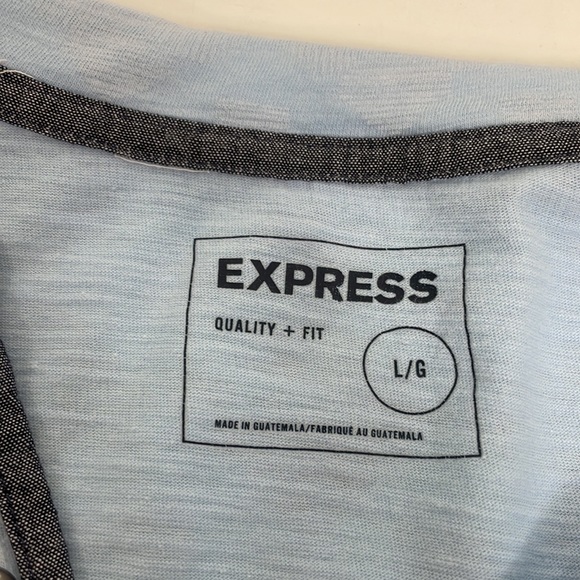 Express Mens Polo Shirt L Light Blue Short Sleeves 3-Button Closure 100% Cotton - Picture 12 of 16